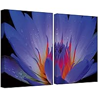 SIGNWIN Canvas Wall Art Neon Orange Purple Lotus Flower Center Botanical Plants Photography Minimalism Modern Closeup Colorful for Living Room, Bedroom, Office - 16