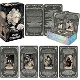 Qymagicz Gothic Lenormand Tarot Cards for Beginners &ndash; 36 Lenormand Deck with Meanings on Them, 4 Exclusive Guide Cards, Dark Vintage Gothic Style Oracle Deck, Starlight Silver Foil Edges