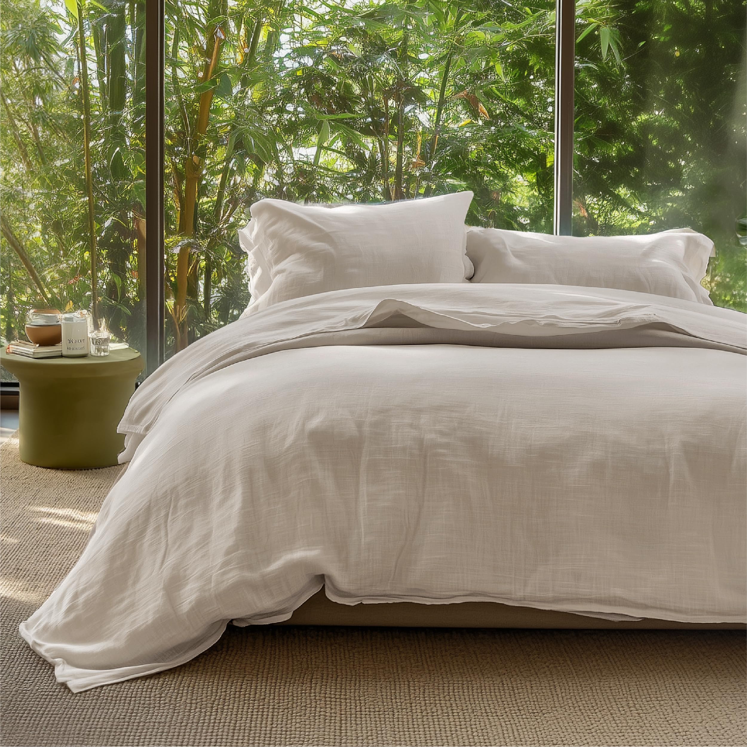 Photo 1 of Bedsure Muslin Duvet Cover King Size - Cotton Blend Rayon Derived from Bamboo, Cooling Duvet Covet for Hot Sleepers - Ultra-Soft & Breathable Bedding Set for All Seasons(Oat Milk, 104"x90")