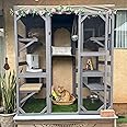 Aivituvin Cat House Outdoor Catio Kitty Enclosure With Super Large Enter Door,Wooden Cat Cage Condo Indoor Playpen With Platforms,Small House,70 Inch