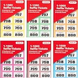 evelay Raffle Ticket 6 Books 1-1000 Perforated Mixed Colours Cloakroom view 1