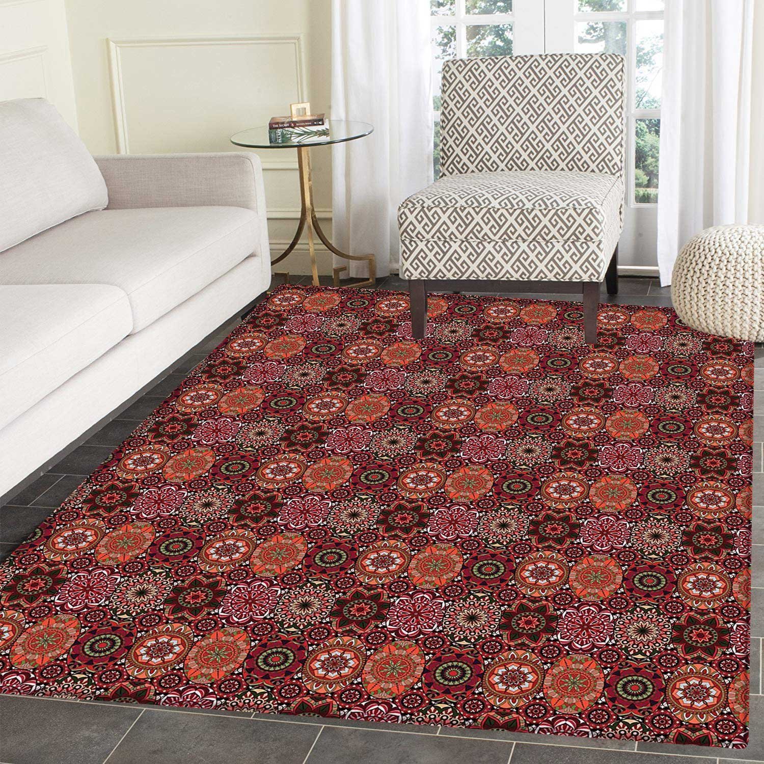 Moroccan Floor Mat Pattern Vintage Tile Design With Oval Motifs