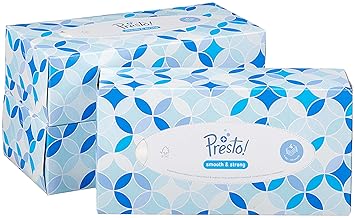 Amazon-Marke: Presto! 4-lagige Papiertaschentücher-Boxen, 12er Pack (12 x 100 Tücher)