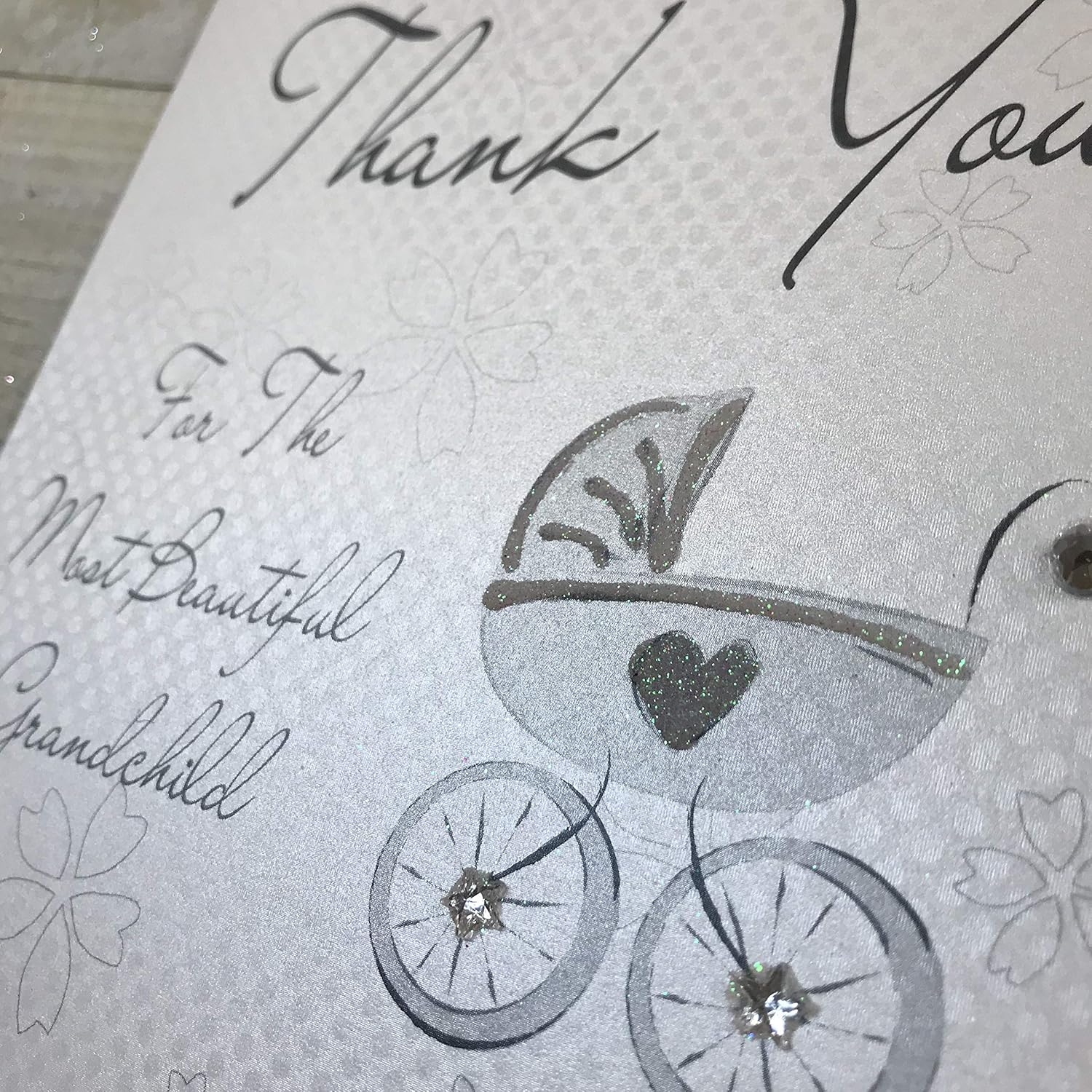 white cotton cards. Thank You for the Most Beautiful Grandchild. Toys & Stars Design New Baby Greeting Card (W - Image 4