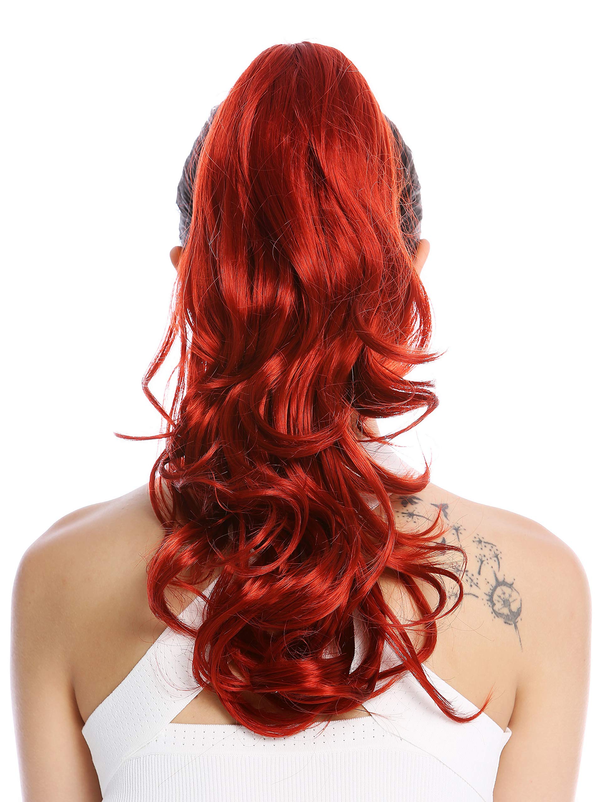 WIG ME UP - MKB-30-V-137 Ponytail Hairpiece Extensions optional Combs & Clamp long wavy slightly curled bright red 17inch