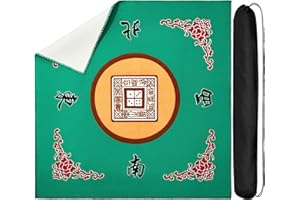 Juexica Mahjong Mat with Bag, Anti Slip Noise Reduction Table Cover Board Game Mat Mahjong Table Accessories Tablecloth Paigow Poker Cards(Green)