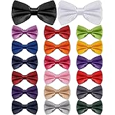 Hercicy 20 Pieces Bow Ties for Men, Formal Satin Solid Tuxedo Adjustable Length Pre Tied Bow Ties for Wedding Celebration