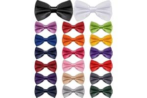 Hercicy 20 Pieces Bow Ties for Men, Formal Satin Solid Tuxedo Adjustable Length Pre Tied Bow Ties for Wedding Celebration