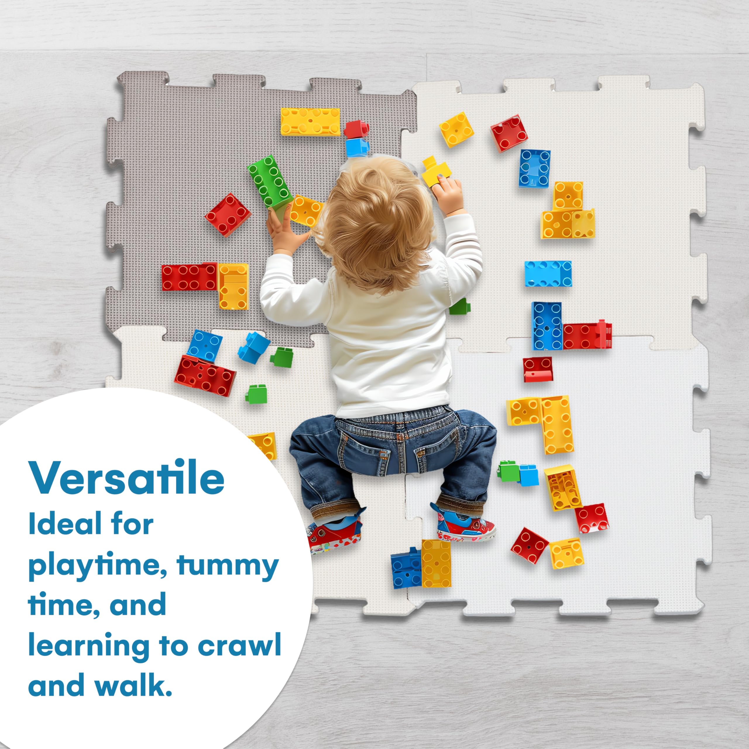 Enovoe Soft Baby Play Mat - Non-Toxic, Interlocking EVA Foam Tiles, 16 Pieces - Safe, Cushioned Floor Play Area for Kids, Infants & Toddlers - Ideal for Playrooms, Nurseries, and Home Gyms (12