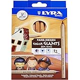 Lyra Color-Giants Colored Pencils, Unlacquered, 6.25 Millimeter Cores, Assorted Skin Tone Colors, 12-Pack (3931124…