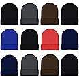 12 Pack Winter Beanie Hats for Men Women, Warm Cozy Knitted Cuffed Skull Cap, Wholesale