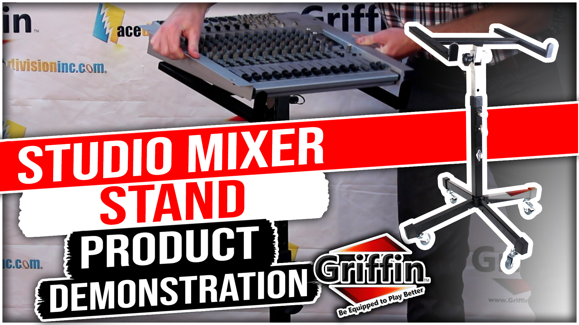 Mobile Studio Mixer Stand DJ Cart by Griffin Rolling Standing Rack On