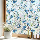 Finnez Window Privacy Film, Stained Glass Rainbow, Blue, 17.5" x 78.7" | Decorative Window Cling, Removable Static Cling No Glue, UV Block &amp; Heat Control, Renter-Friendly for Home Office Doors