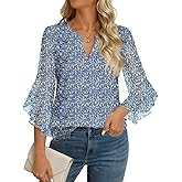 GKBK Womens 3/4 Sleeve Tops Dressy Casual Business Work Blouses Office Shirts