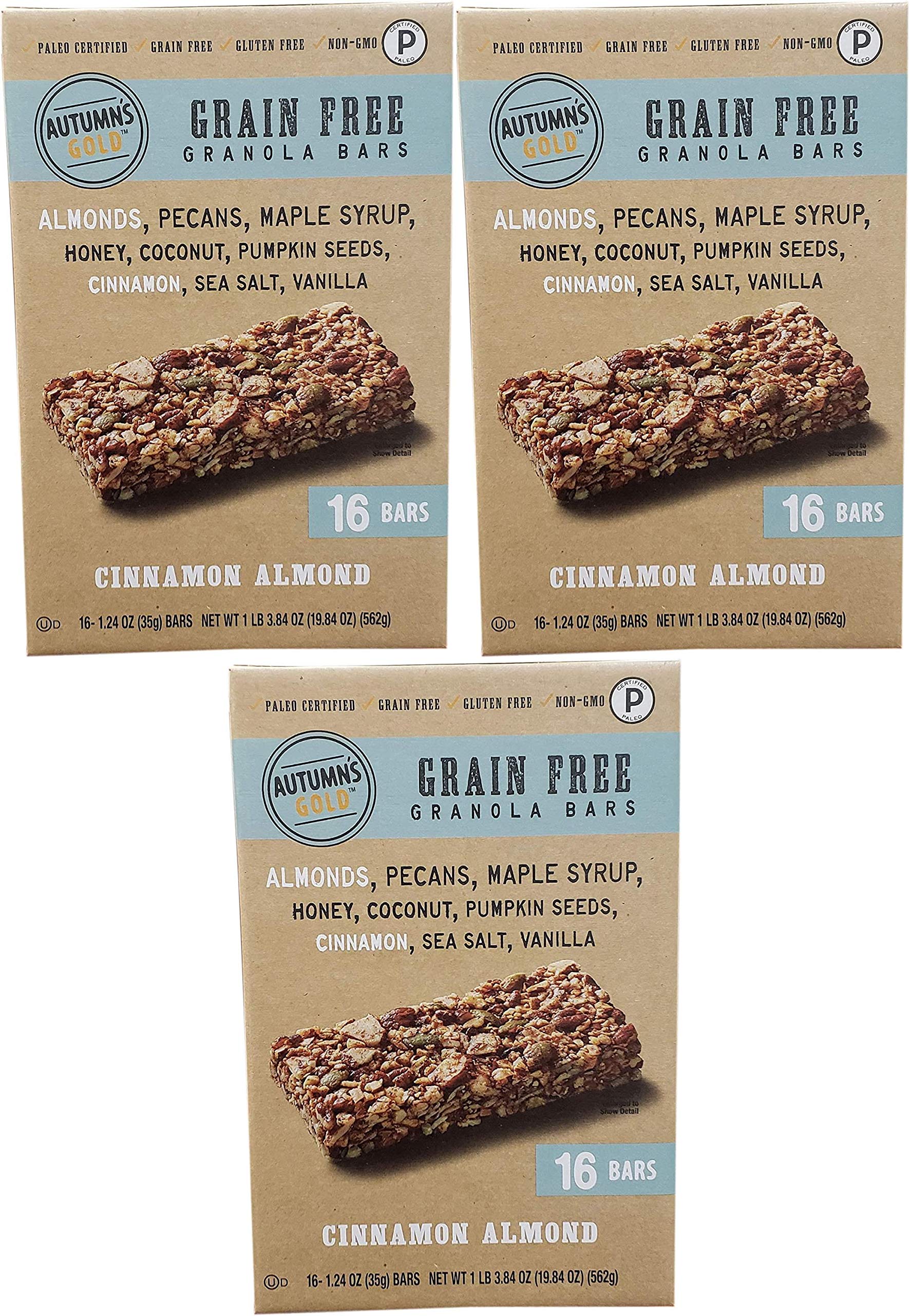 Autumns's Gold Grain Free Cinnamon Almond (16Count/1.24 oz), 19.84 oz Pack of 3