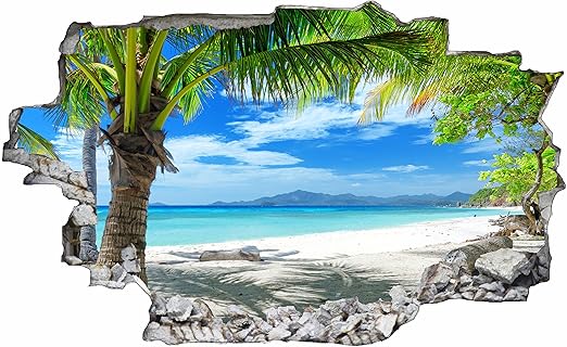 Desfoli Strand Beach Palmen 3d Look Wandtattoo 70 X 115 Cm