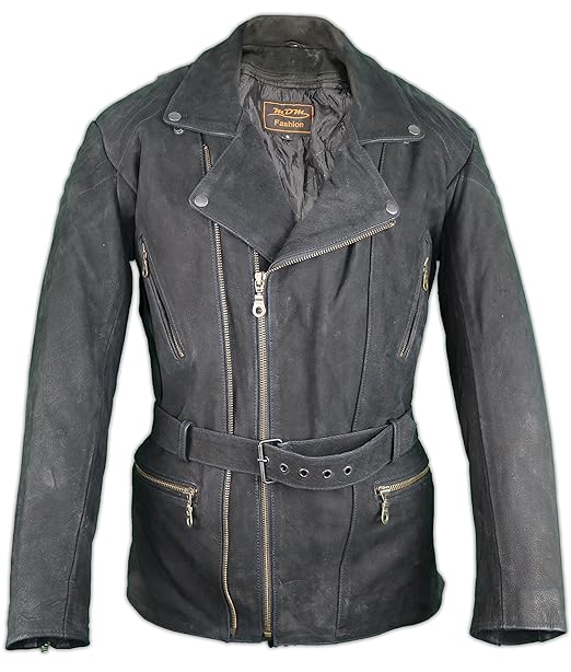 Motorrad Lederjacke in nubuk Leder, Rocker Jacke, Bikerjacke, Chopperjacke