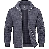 Satankud Men's Jacquard Waffle PlaidCloth Bright Metal Zipper Lightweight Jacket