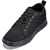 CALTO Men's Invisible Height Increasing Elevator Casual Shoes - Black/Black Sole Light-Weight Lace-up Knitted Casual Sporty Sneakers - 2.4 Inches Taller - X2320 - Size 9 D(M) US
