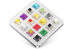 HONKID Switch Tester, Mechanical Keyboard Switch Tester with 16-Key Switches from Akko, Kailh, Sturdy Aluminum Construction, Durable and Cool, Silver