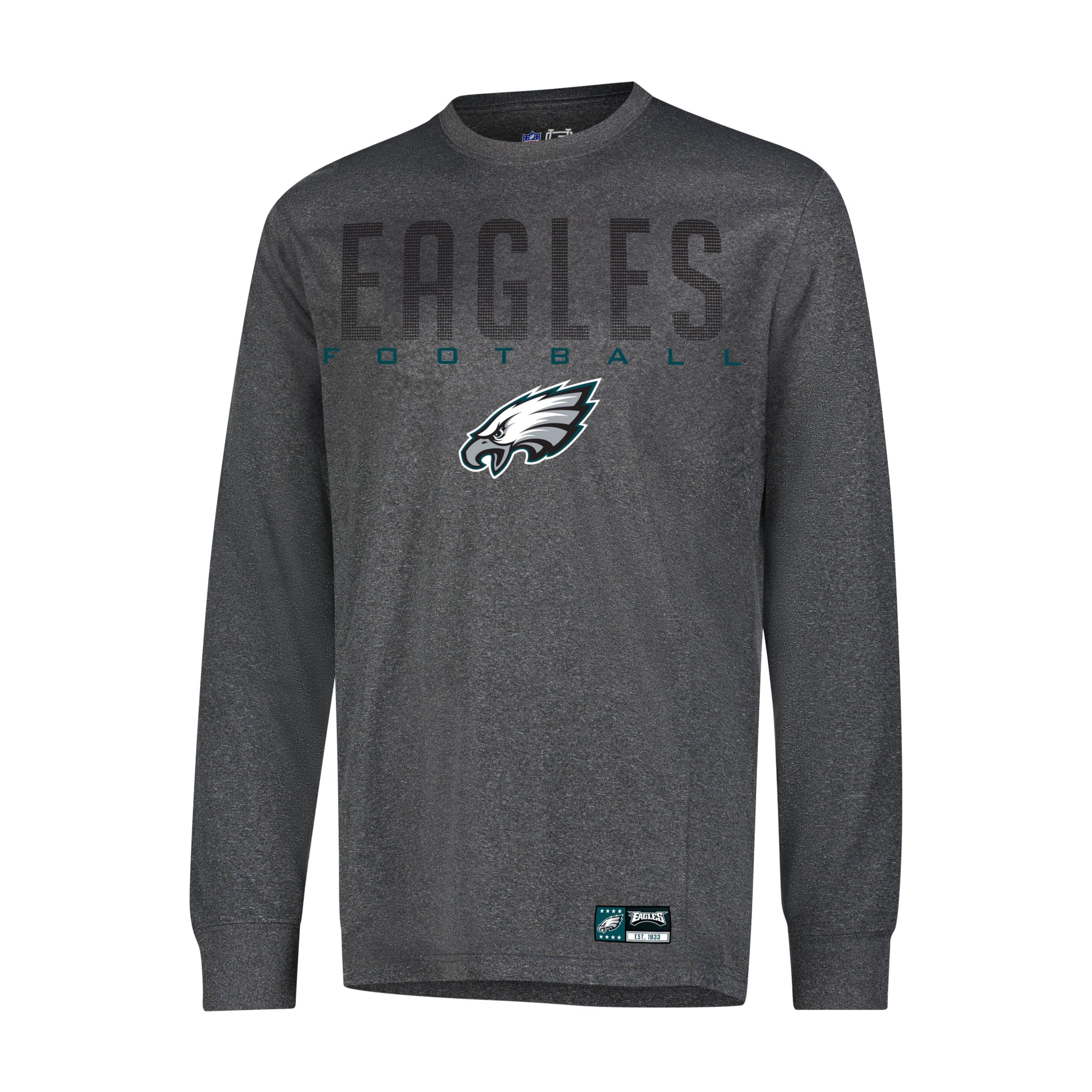 Ultra Game NFL Official Adults Super Soft Game Day Long Sleeve T-Shirt - Unisex, Philadelphia Eagles, Heather Charcoal, Small Image