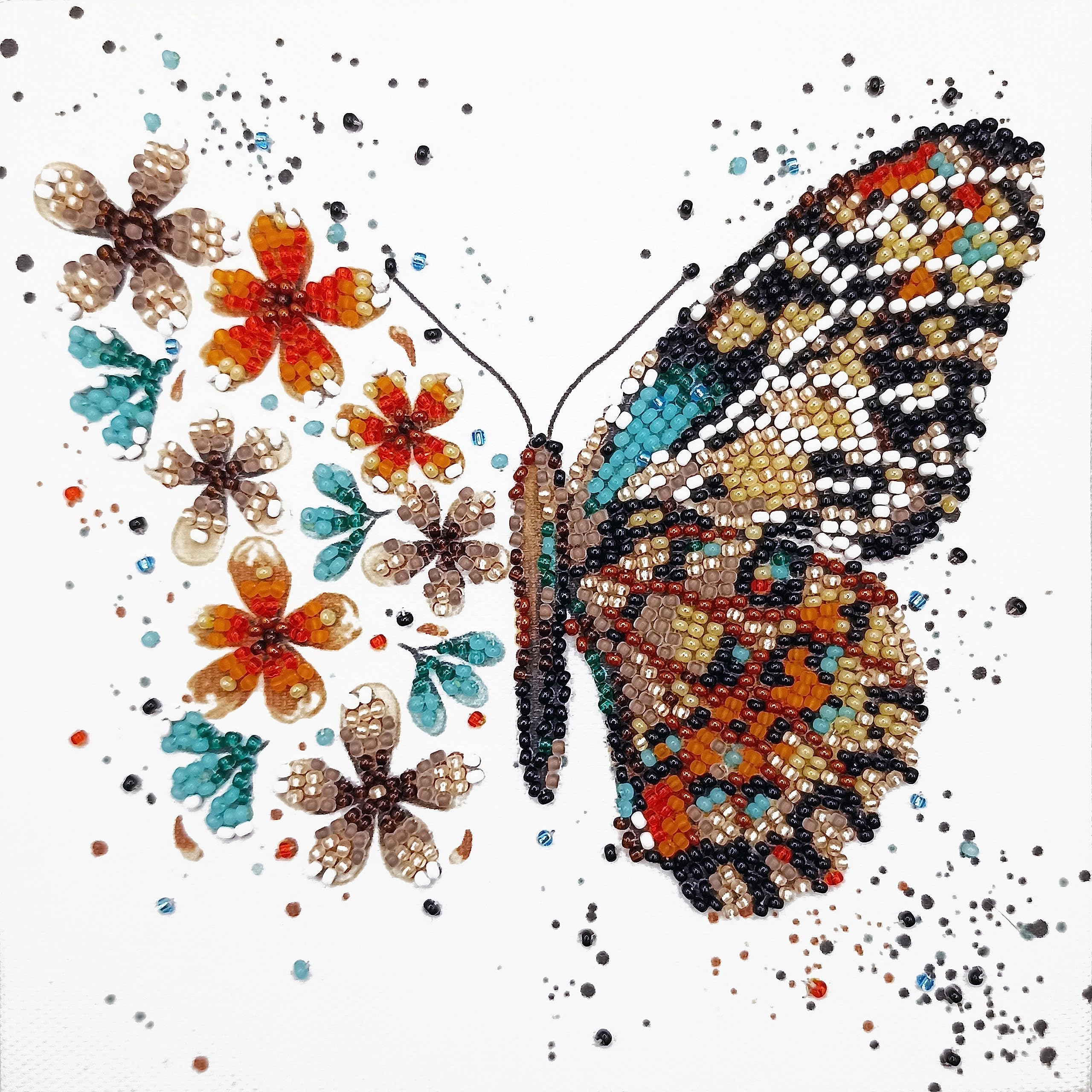 Abris Art Bead Embroidery Kit Tigre Wings. DIY Beadwork Craft Kit for Beginners. Hand Made Beading kit from, Ukraine. Stylish Needlework Set, Needlepoint Pattern Colorful Butterfly Decor wall Art