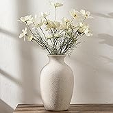 Large Ceramic Rustic Flower Vase, 10.43 Inch Tall Vintage Pottery Home Decor, Antique Farmhouse Terracotta Vase for Living Room, Table, Shelf, Mantel Decoration, Farmhouse - Cream-White