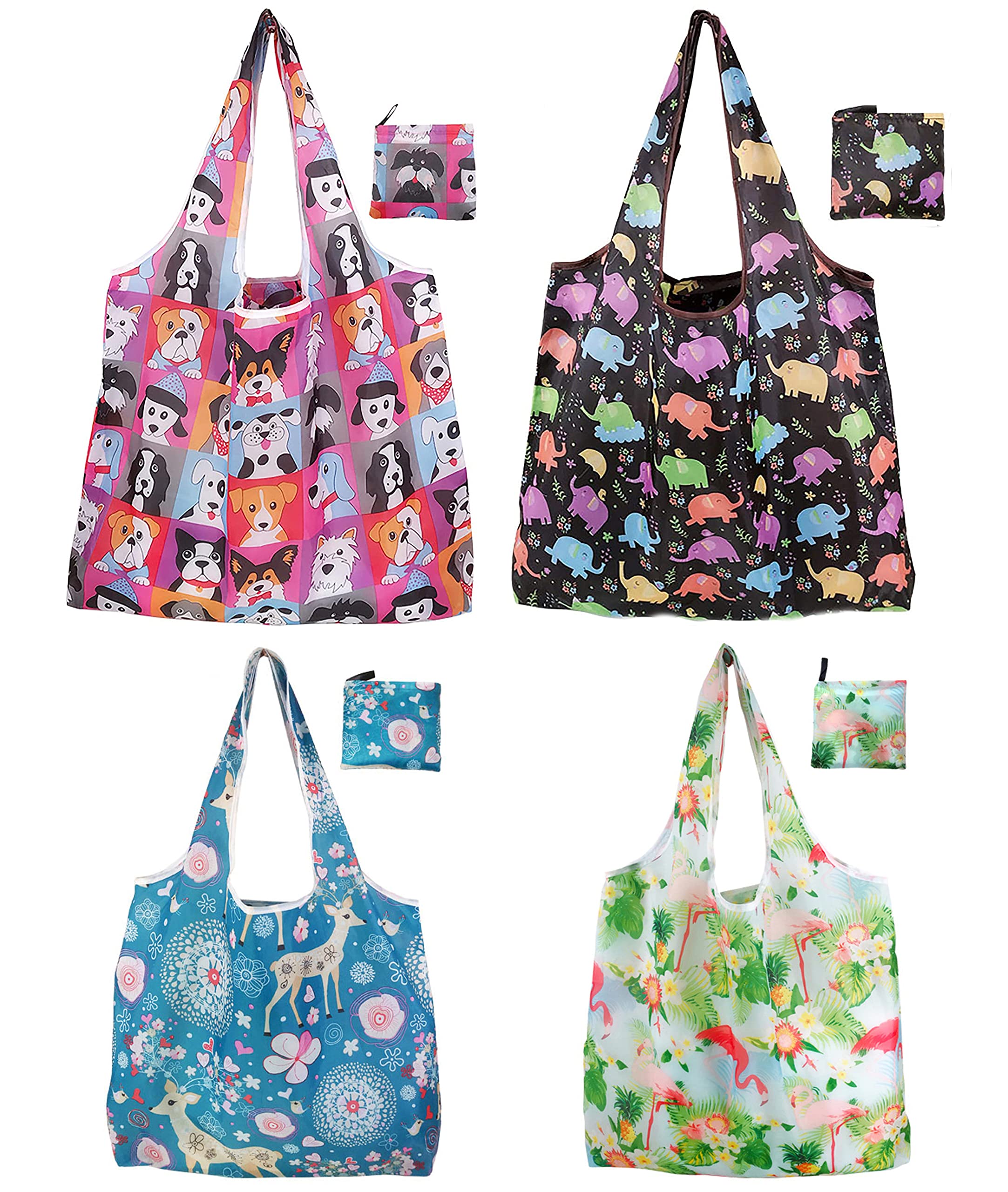 Bessy shop Reusable Shopping Bags,4 Pack Reusable Grocery Bags Foldable Large Washable Shopping Bags Eco Friendly Shopper Tote Bags for Daily Use Travel Take Out Storage, Blue