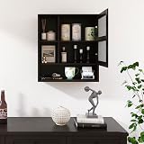 SMIBUY Bamboo Wall Mounted Bathroom Mirror Cabinet Black 16x55x61 cm view 4