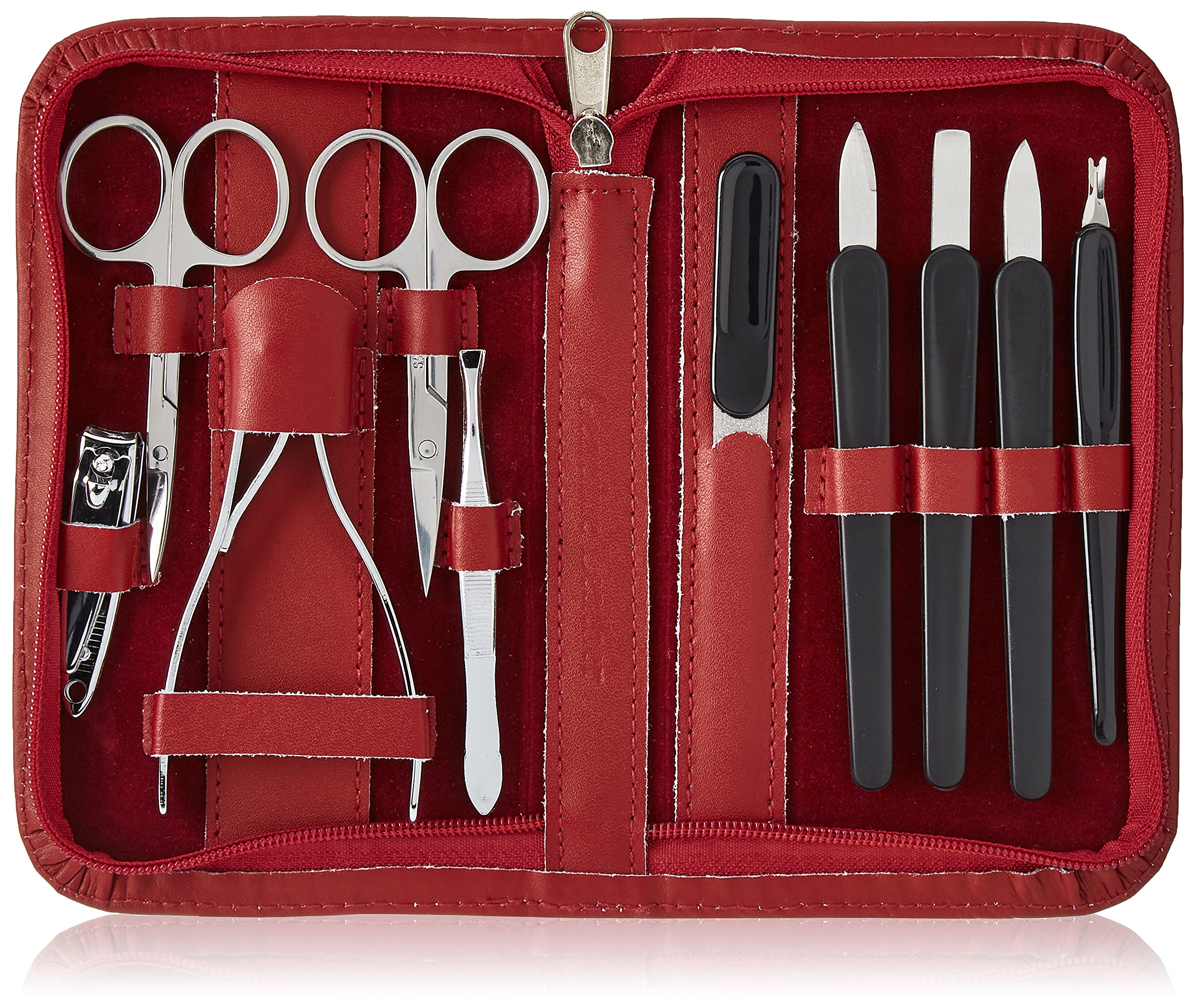 Clauss Manicure Case Real Leather Red