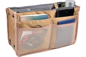 Vercord Updated Purse Handbag Organizer Insert Liner Bag in Bag 13 Pockets New Khaki Small