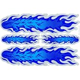5 Sheets Blue Silver Fire Flame Sticker Car Racing Motocross Decal Motorcycle Truck Graphic Logo Bicycle Bike Stickers Tribal