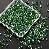 1000pcs 4 mm Bicone Crystal Beads Faceted Crystal Glass Beads Bulk for Jewelry Making DIY Necklace Bracelet Earring (Grass Green AB Color)