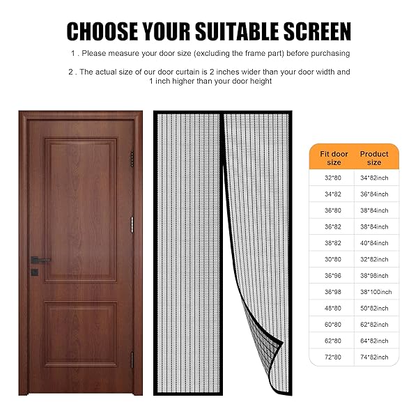 LIAMST MAGNETIC SCREEN DOOR – FITS 36′ X 80′, SELF SEALING, HEAVY DUTY, HANDS FREE MESH PARTITION, MAGNETIC CLOSURE