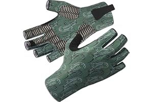Fishoholic UPF50+ Fingerless Fishing Gloves - Sticky Grip Sun Protection Glove - Kayaking Paddling or Rowing