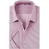 Esabel.C Men's Print Button Down Shirts High Stretch Long Sleeve Breathable Regular Fit Easy Care Knit Dress Shirts for Men