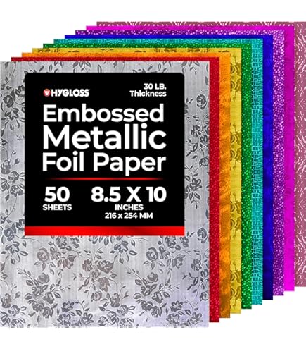 Amazon.com: Hygloss Embossed Metallic Foil Paper - 12 Sheets