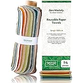Reusable Paper Towels - Value Pack of 24 Paperless Paper Towels! - 100% Cotton, Super Soft, Absorbent, Washable and Made To Last