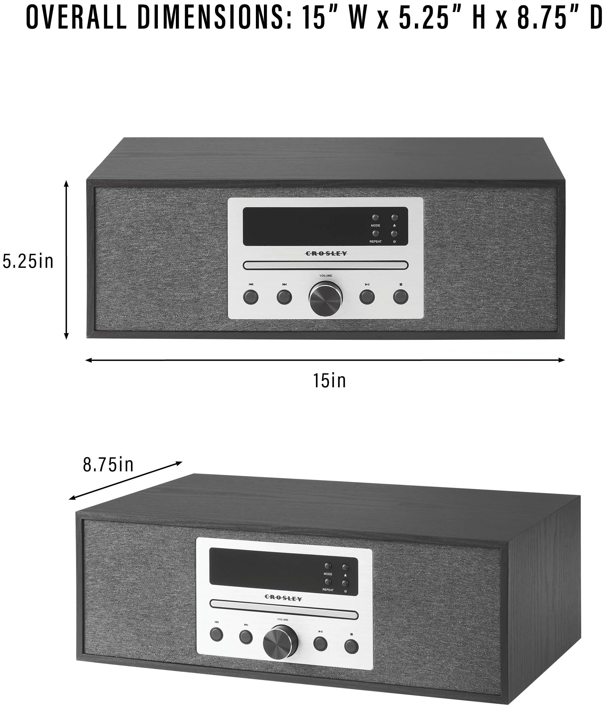 Crosley CR3504A-BK Finn Bluetooth FM Radio and CD Player, Black