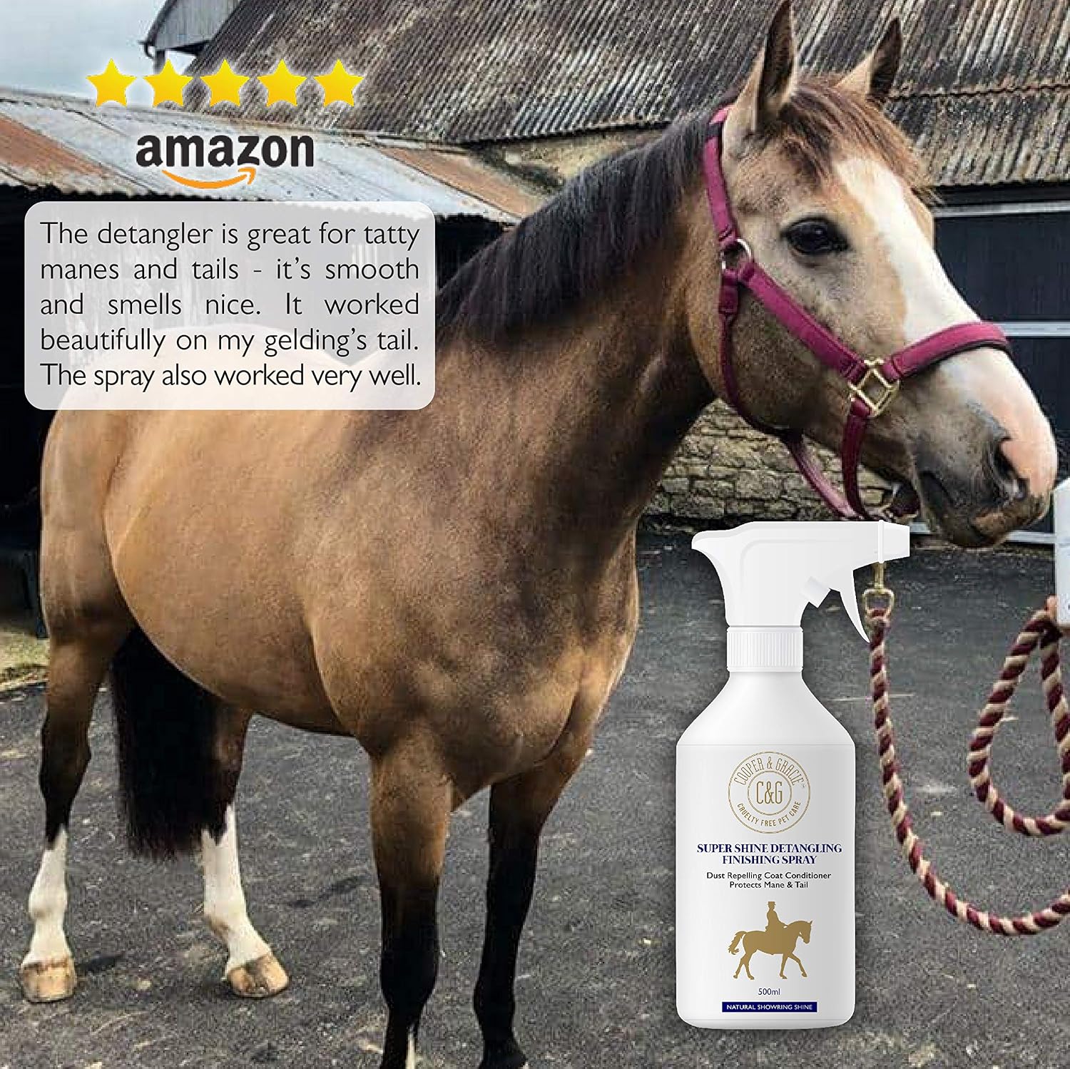Horse Super Shine Detangling Finish Spray 500ML By Cooper and Gracie, White, 500 ml (Pack of 1) - Image 5