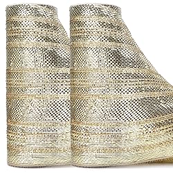 Ribbli 2 Rolls Champagne Gold Metallic Mesh Ribbon