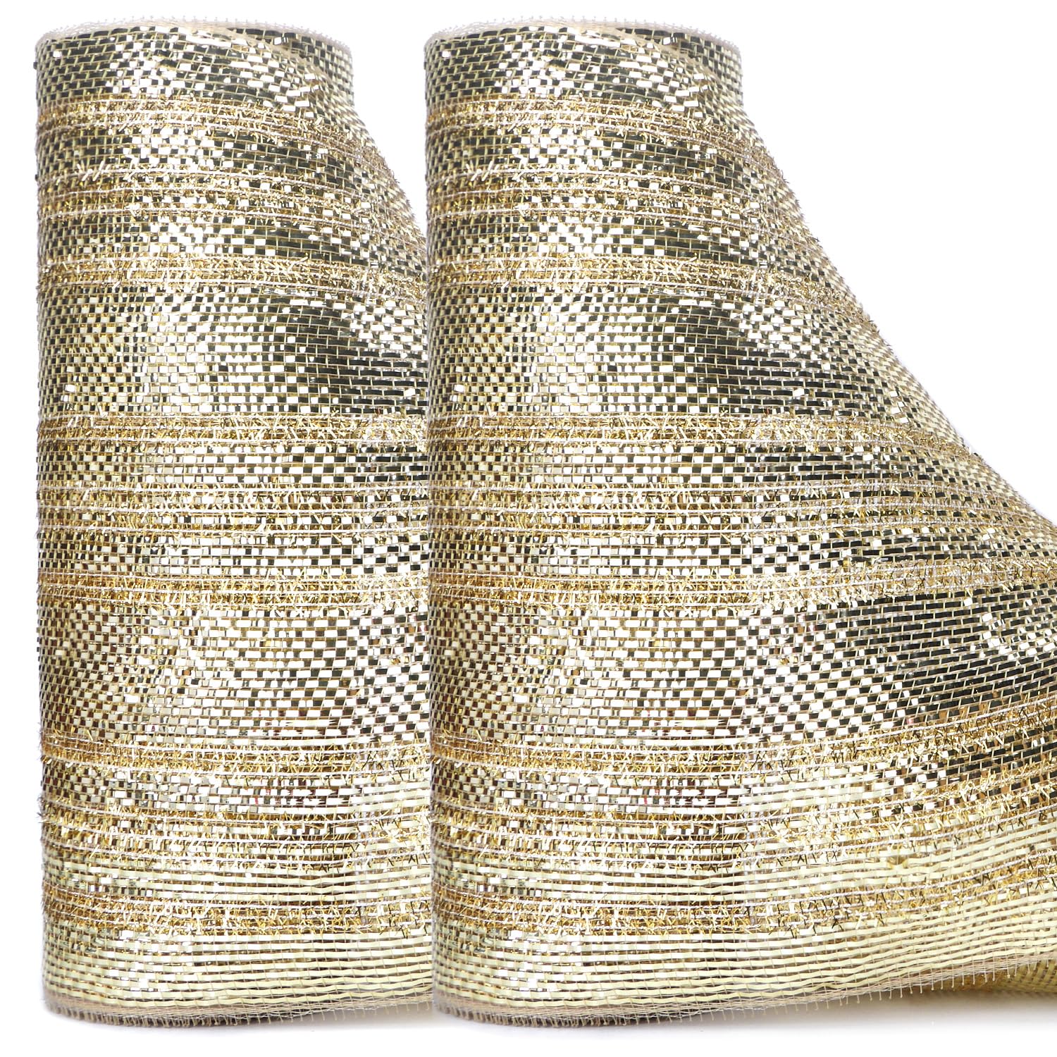 Ribbli 2 Rolls Champagne Gold Metallic Mesh Ribbon