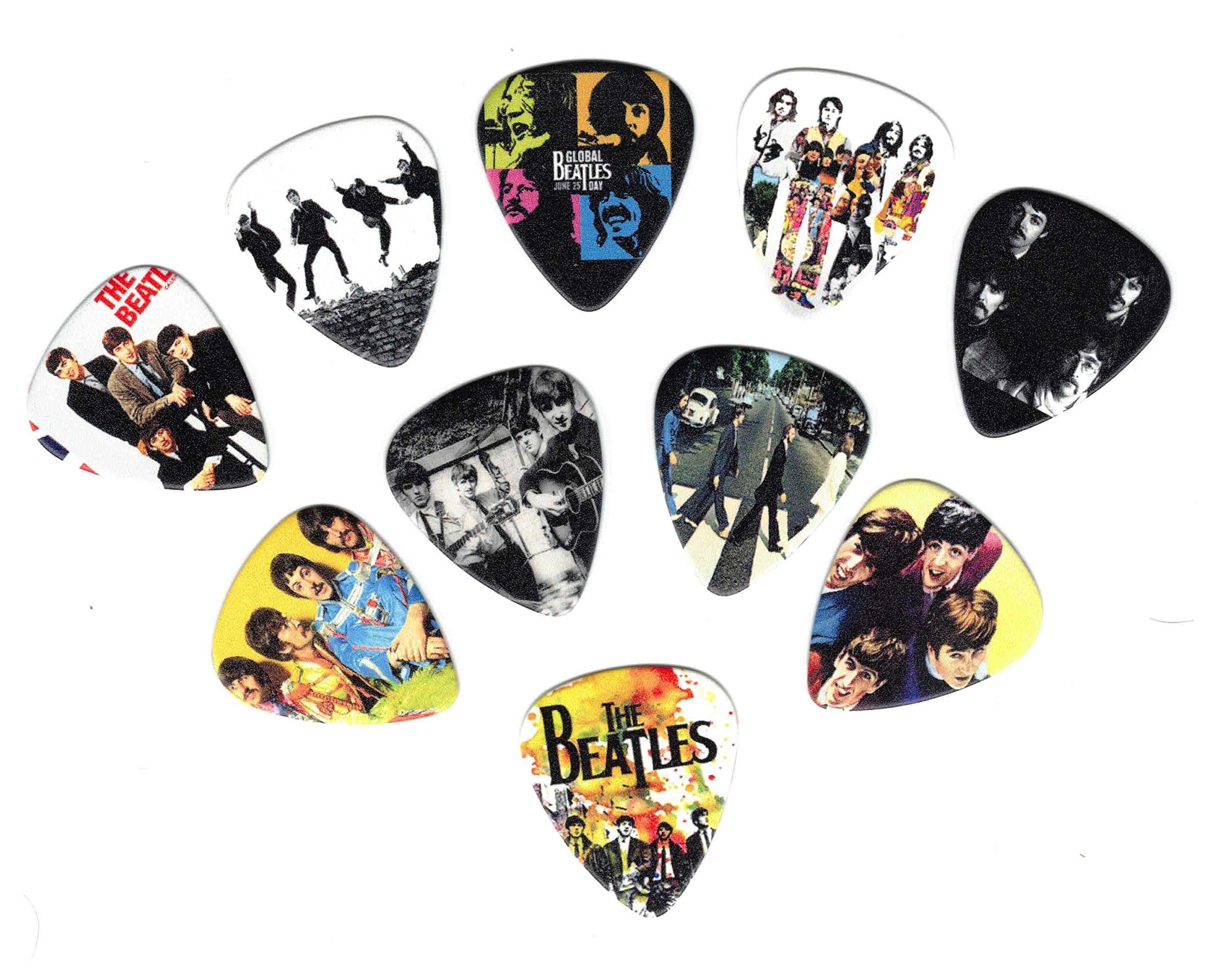 Searay Guitar Pick - Guitar-picks, 10 Medium (0.71mm), Celluloid, Beatle's Band Print, Multicolor