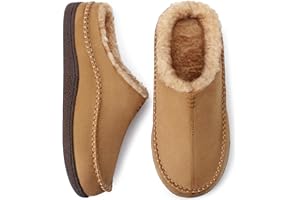 shoeslocker Men's Slippers, Comfy Memory Foam Slip-on Indoor House Shoes