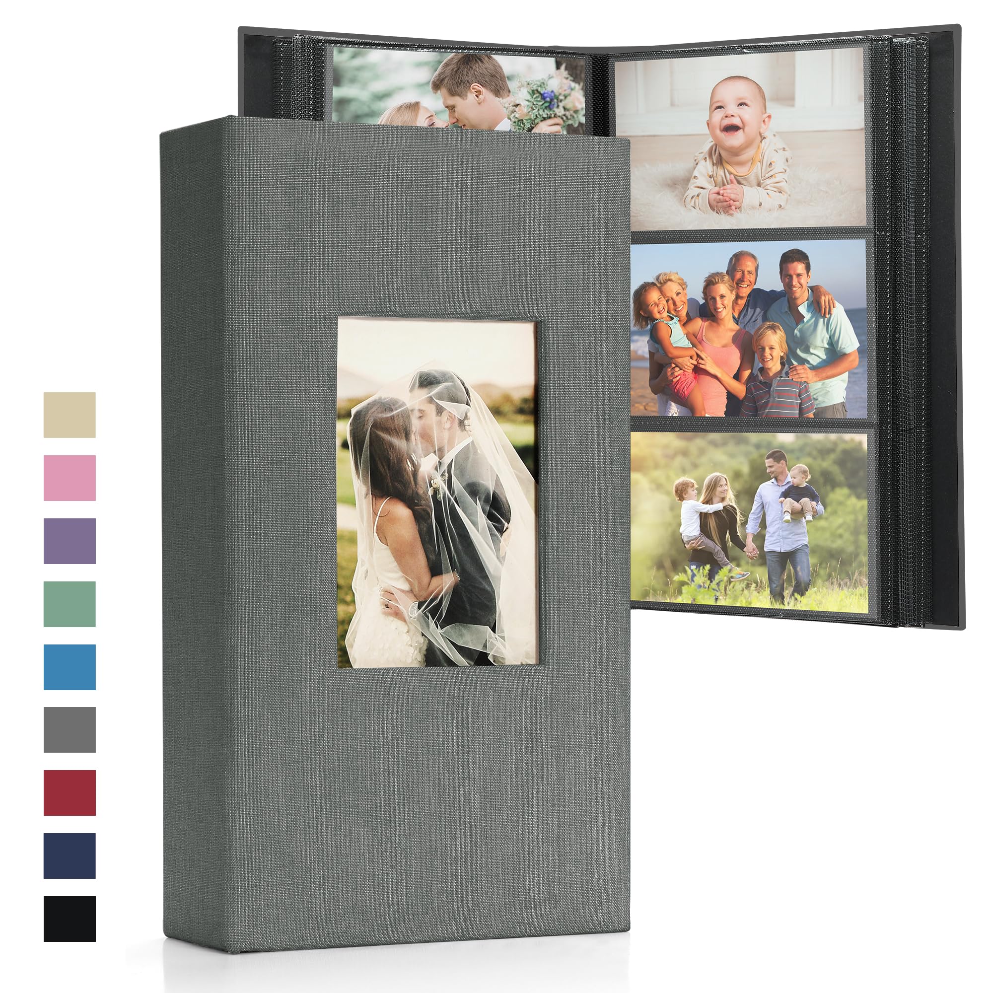 DazSpirit Photo Albums 6x4 Inch 408 Pockets Slip In, Customizable Linen Cover 10x15cm Photo Album, Large Capacity, Slip-in Pockets, Ideal for Wedding Albums, Family Photo Books and Travel Memories — image 1