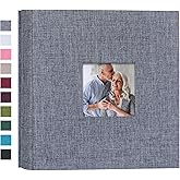 Mublalbum Small Photo Album 4x6 200 Photos Linen Cover Picture Book with Horizontal Pockets for Wedding Family Anniversary and Baby (Gray)