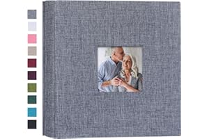 Mublalbum Small Photo Album 4x6 200 Photos Linen Cover Picture Book with Horizontal Pockets for Wedding Family Anniversary and Baby (Gray)