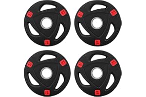 Fitvids Olympic Cast Iron 2-Inch Weight Plate for Strength Training & Weightlifting, Rubber Coate Style, Multiple Weights Available