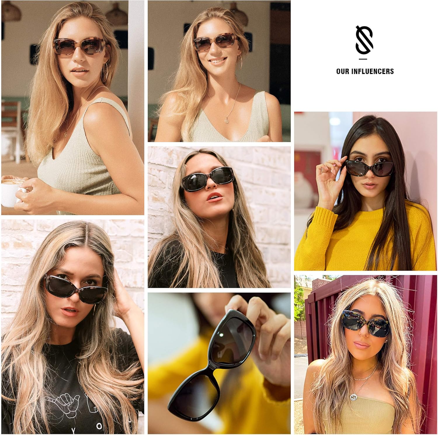 SOJOS Vintage Square Sunglasses for Women Polarized UV Protection Havana Frame SJ2111 with Transparent Brown Frame With Gradient Brown Lens: Clothing
