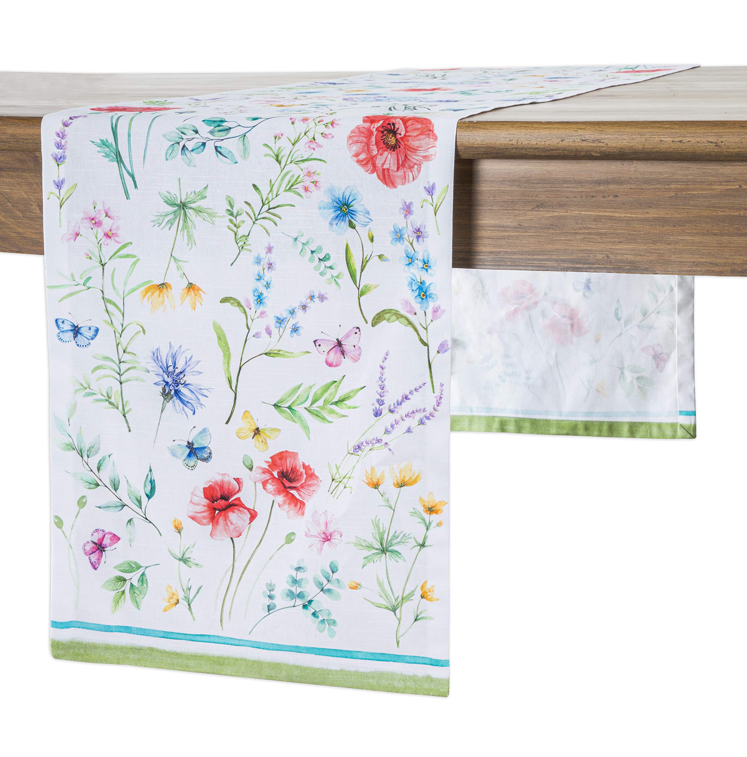 Maison d' Hermine Table runner 100% Cotton Single Layer Table Runners 230 CM long for Home Kitchen Dining Party Wedding Bridal Shower Gifts for Mothers Day (Just Floral, 37 cm x 230 cm)